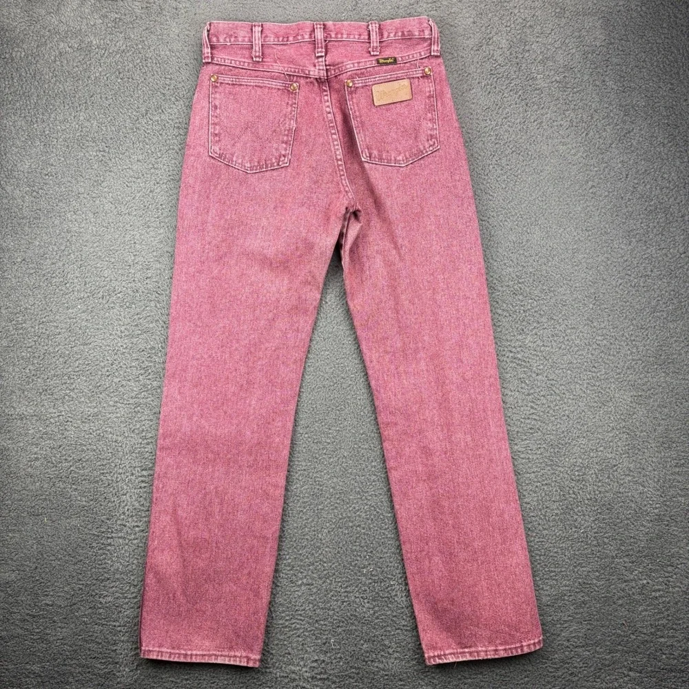 Vintage Wrangler Mens Red Washed Denim Jeans Straight Leg Pants‎ Size 32 USA